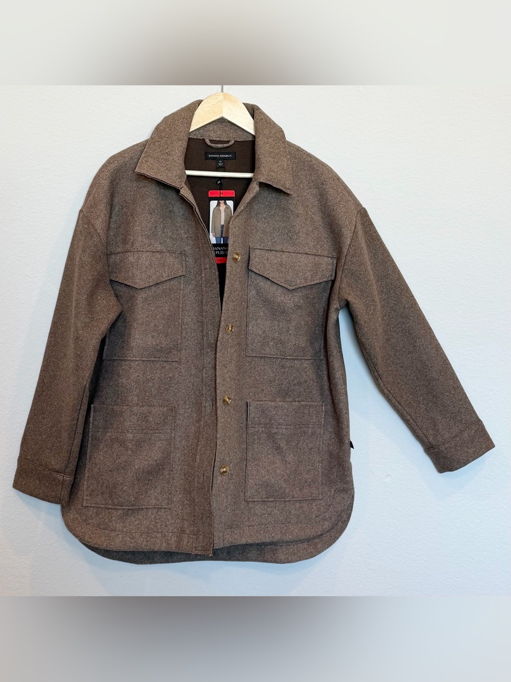 NWT Banana Republic Brown 4-Pocket Oversized Shacket/Utility Shirt Jacket M